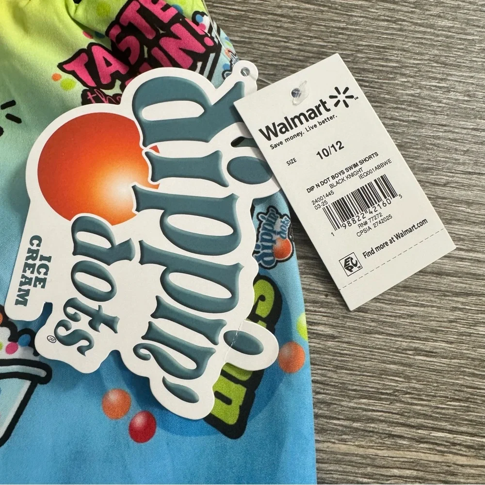 Dippin' Dots Ice Cream Boys UV50 Swim Trunks Shorts Size 10/12